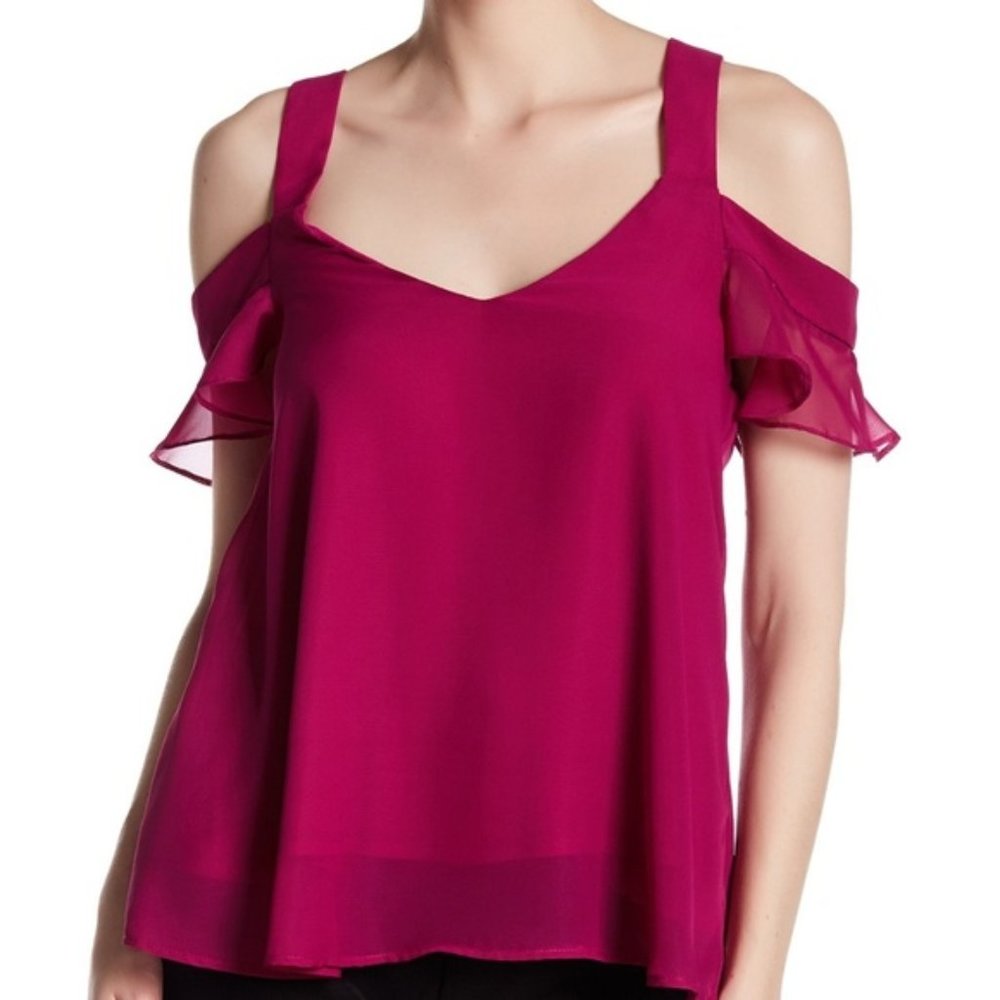 New S.H.E. Flutter Cold-Shoulder Blouse
